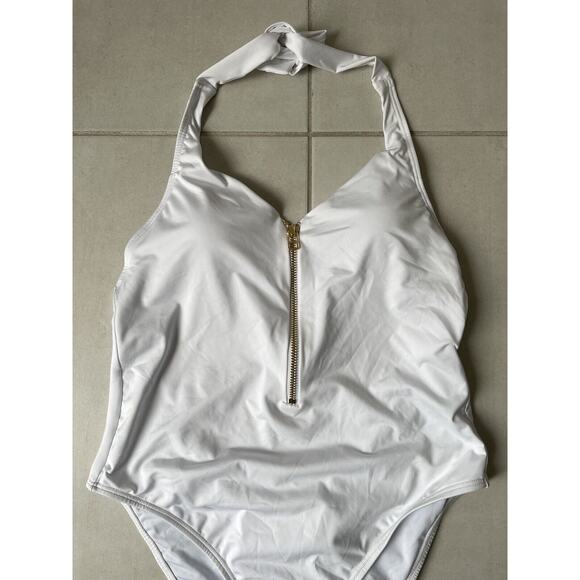 Kenny Flowers Swim One Piece Swimsuit Gold Zip The Santorini Swimwear - Picture 3 of 10